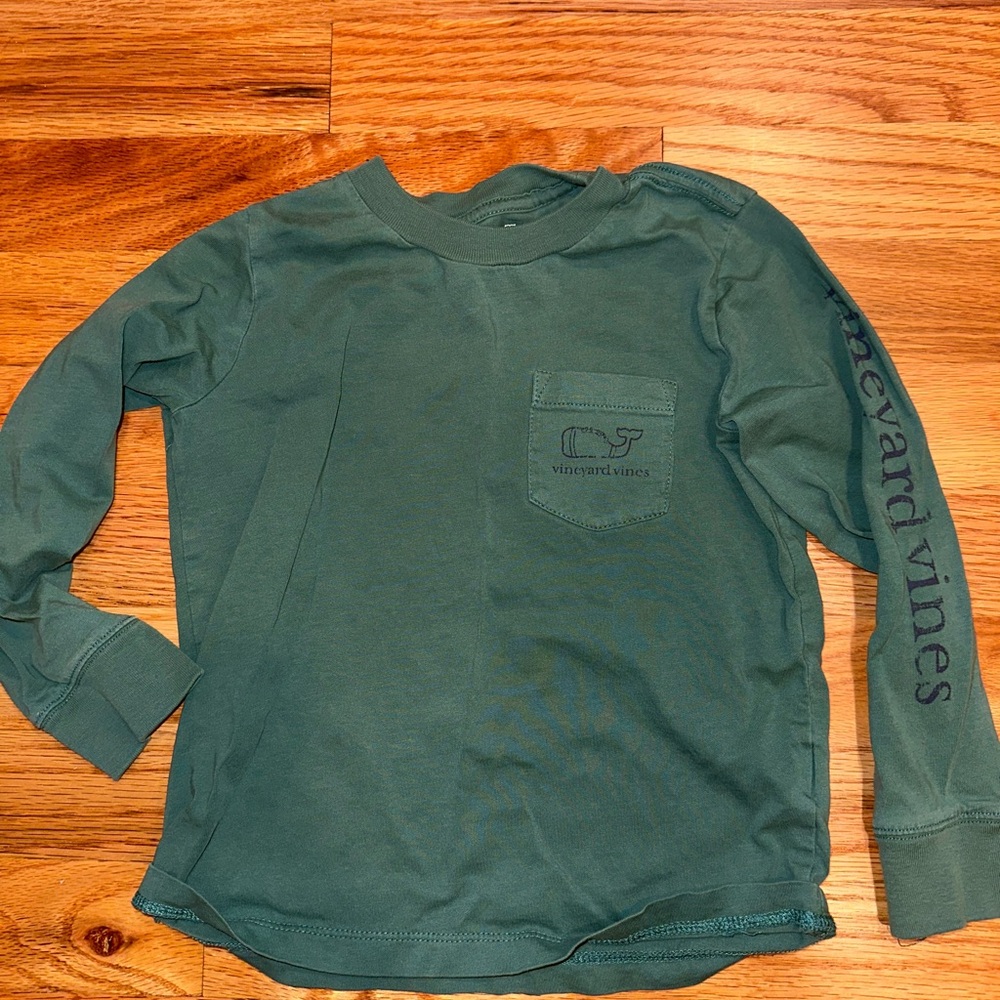 Vineyard Vines Green Football Themed Long Sleeve Tee